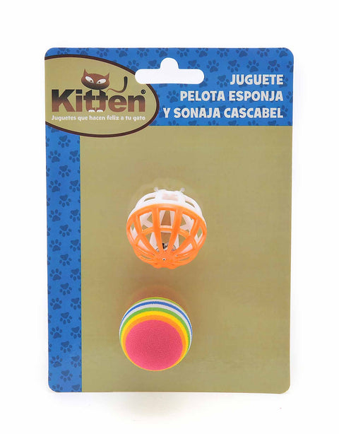 12 paquetes de 2 Pelota para gato, una cascabel y otra esponja