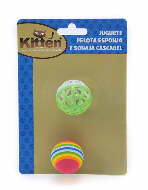 12 paquetes de 2 Pelota para gato, una cascabel y otra esponja
