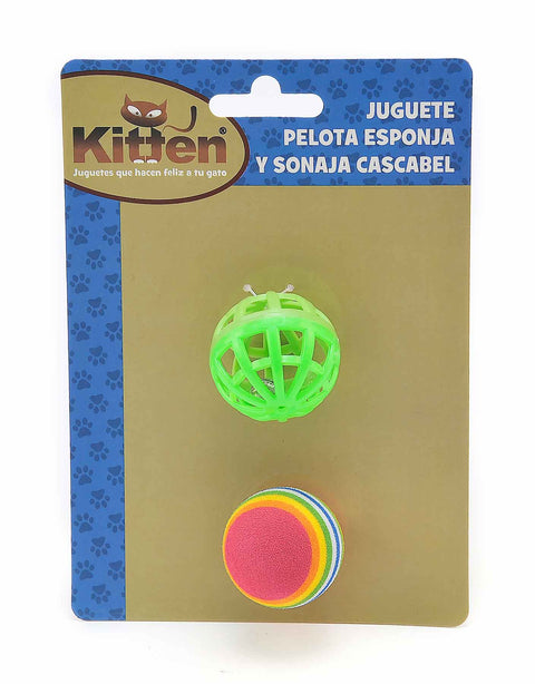 12 paquetes de 2 Pelota para gato, una cascabel y otra esponja