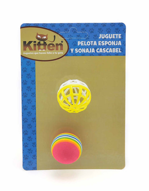12 paquetes de 2 Pelota para gato, una cascabel y otra esponja
